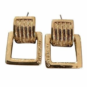 Givenchy Vintage Belt Buckle Post Back Gold Plated Earrings (For Pierced Ears)